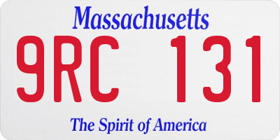 MA license plate 9RC131