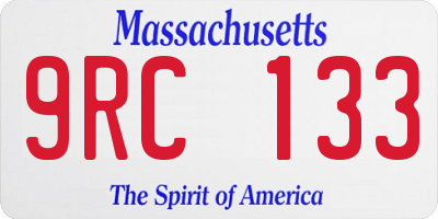 MA license plate 9RC133