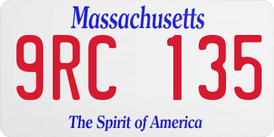 MA license plate 9RC135