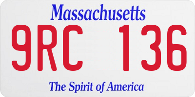 MA license plate 9RC136