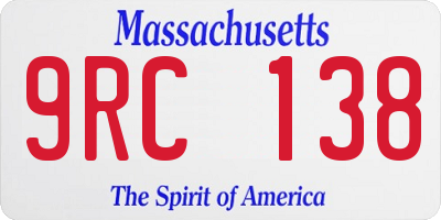 MA license plate 9RC138