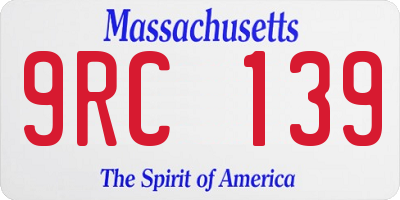 MA license plate 9RC139