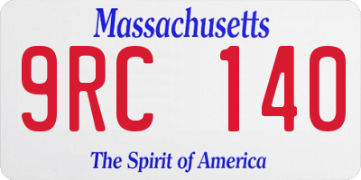 MA license plate 9RC140