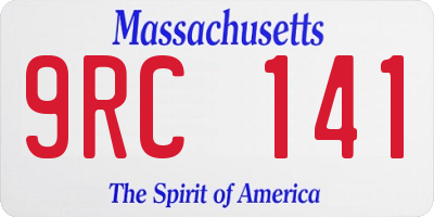 MA license plate 9RC141