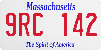 MA license plate 9RC142