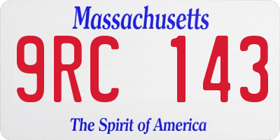 MA license plate 9RC143