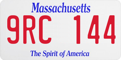 MA license plate 9RC144