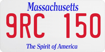 MA license plate 9RC150