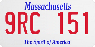 MA license plate 9RC151