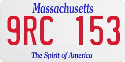 MA license plate 9RC153