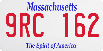 MA license plate 9RC162