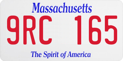 MA license plate 9RC165