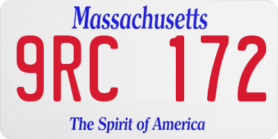 MA license plate 9RC172