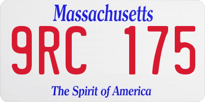 MA license plate 9RC175