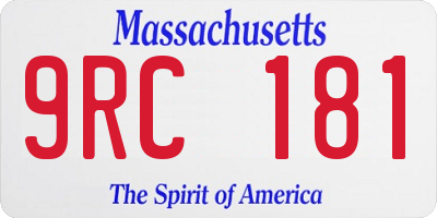 MA license plate 9RC181