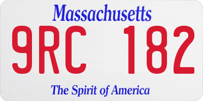 MA license plate 9RC182