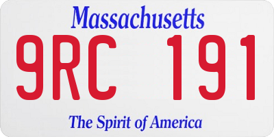 MA license plate 9RC191