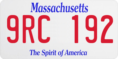MA license plate 9RC192