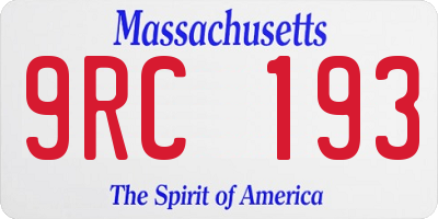 MA license plate 9RC193