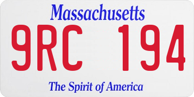 MA license plate 9RC194