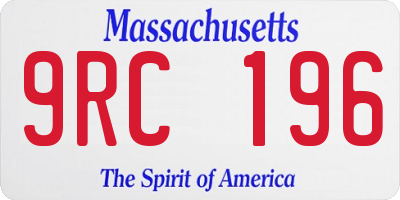 MA license plate 9RC196