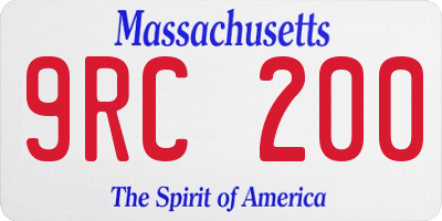 MA license plate 9RC200