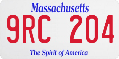MA license plate 9RC204