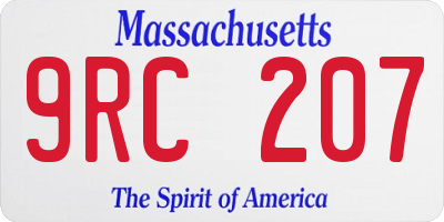 MA license plate 9RC207
