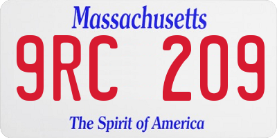 MA license plate 9RC209