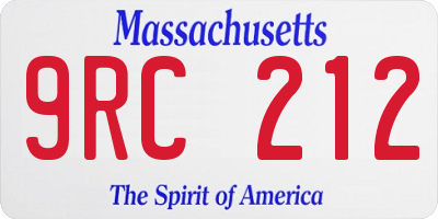 MA license plate 9RC212