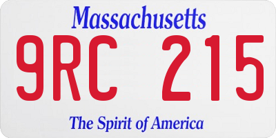 MA license plate 9RC215