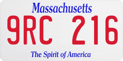 MA license plate 9RC216