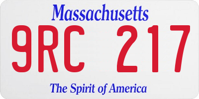 MA license plate 9RC217