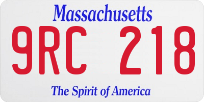 MA license plate 9RC218