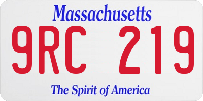 MA license plate 9RC219