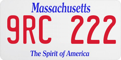 MA license plate 9RC222