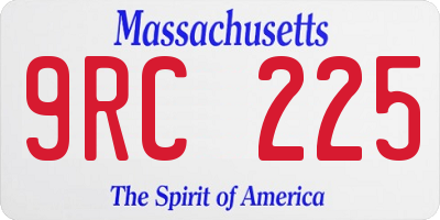MA license plate 9RC225