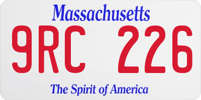 MA license plate 9RC226