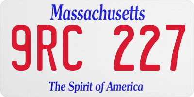 MA license plate 9RC227