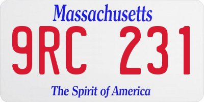 MA license plate 9RC231