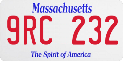 MA license plate 9RC232
