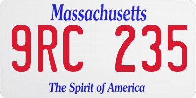 MA license plate 9RC235
