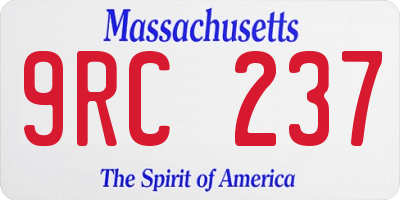 MA license plate 9RC237