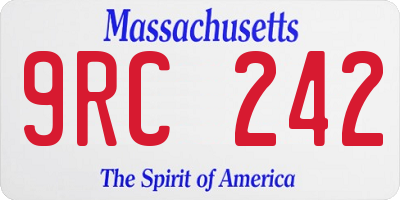 MA license plate 9RC242
