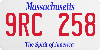 MA license plate 9RC258