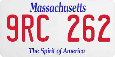 MA license plate 9RC262