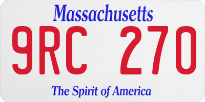 MA license plate 9RC270