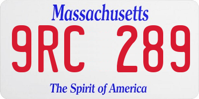 MA license plate 9RC289