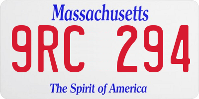 MA license plate 9RC294