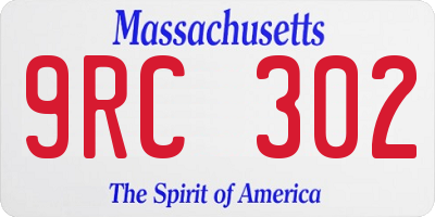 MA license plate 9RC302